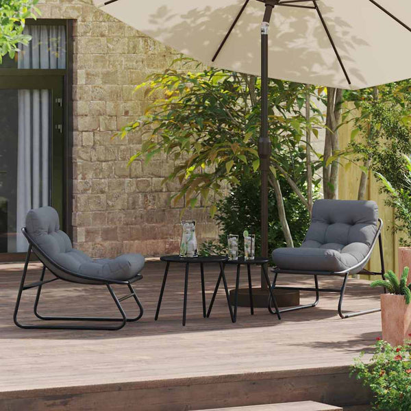 Gartenmöbel Set mit Kissen, 2-teilig, Schwarz