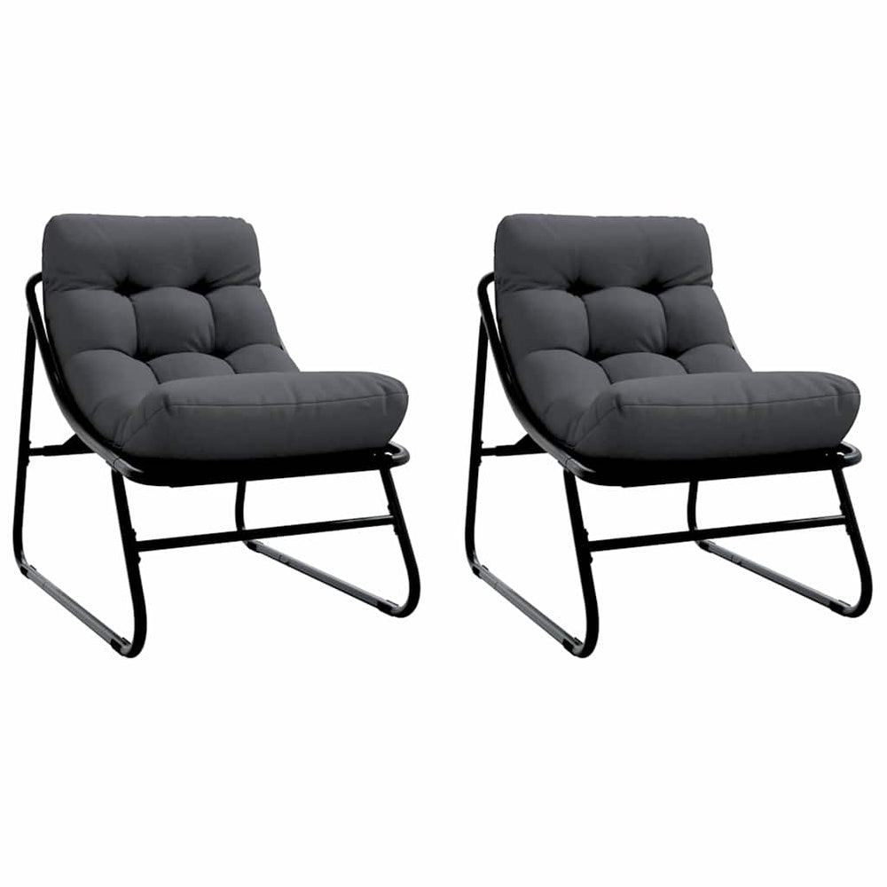 Gartenmöbel Set mit Kissen, 2-teilig, Schwarz