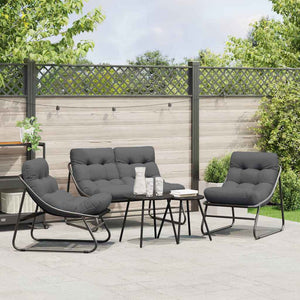 Gartenmöbel Set mit Kissen, 3-teilig, Schwarz
