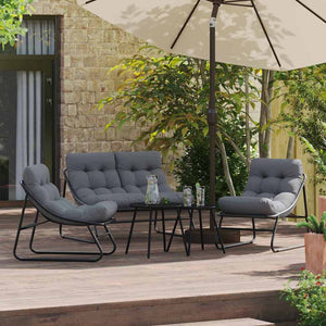 Gartenmöbel Set mit Kissen, 3-teilig, Schwarz