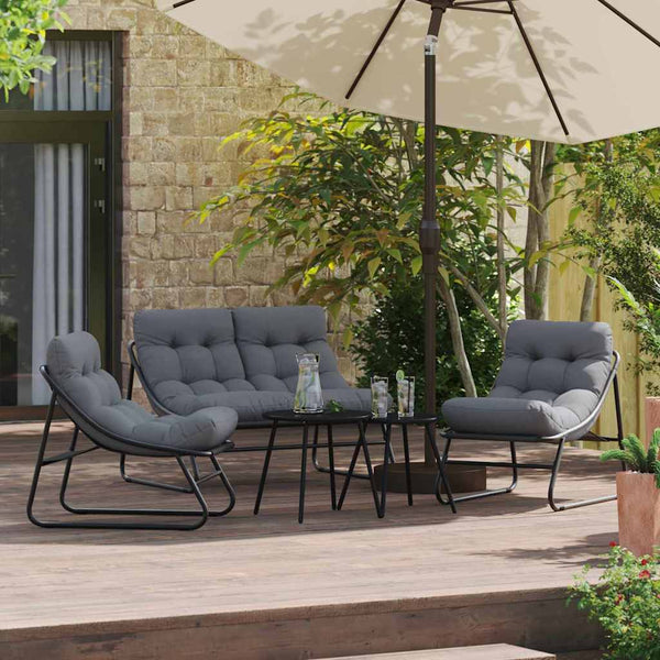 Gartenmöbel Set mit Kissen, 3-teilig, Schwarz