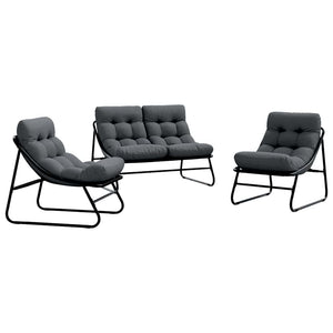 Gartenmöbel Set mit Kissen, 3-teilig, Schwarz