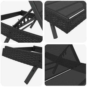 Schwarze Poly-Rattan Sonnenliege