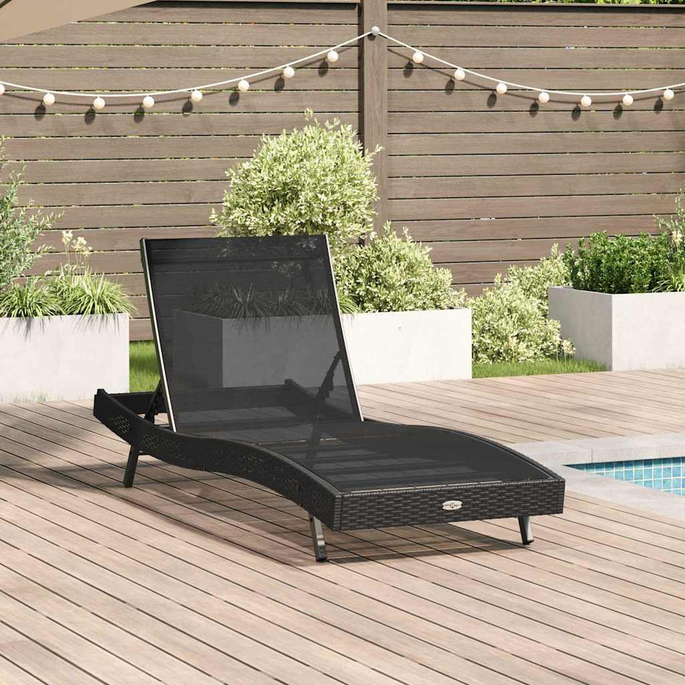 Schwarze Poly-Rattan Sonnenliege