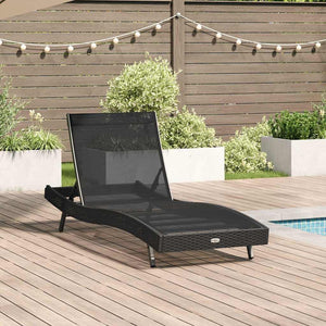 Schwarze Poly-Rattan Sonnenliege