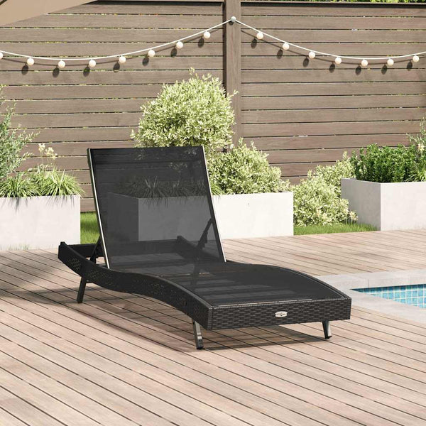 Schwarze Poly-Rattan Sonnenliege
