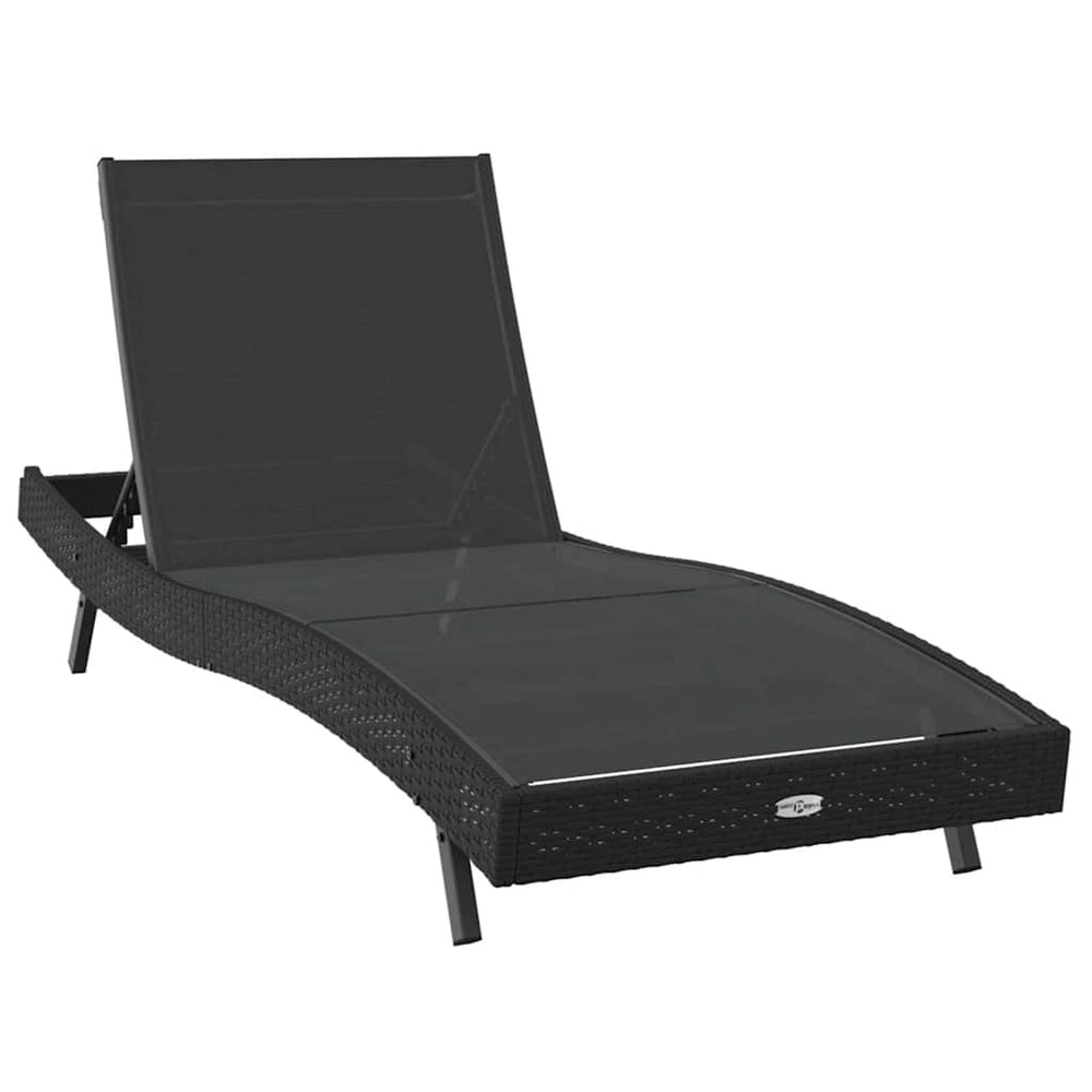 Schwarze Poly-Rattan Sonnenliege