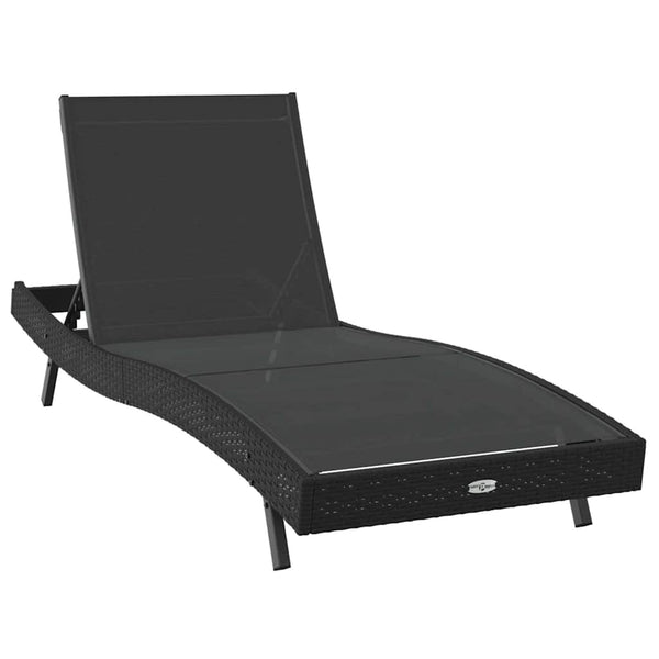 Schwarze Poly-Rattan Sonnenliege