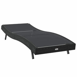 Schwarze Poly-Rattan Sonnenliege
