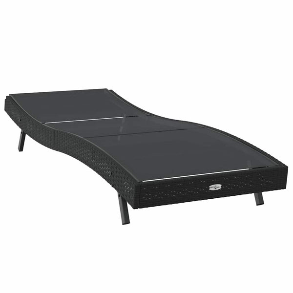 Schwarze Poly-Rattan Sonnenliege