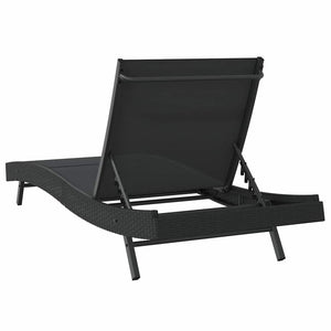 Schwarze Poly-Rattan Sonnenliege