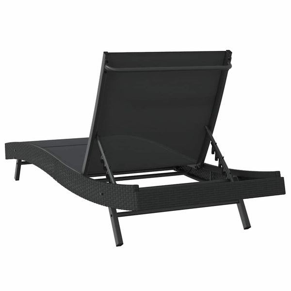 Schwarze Poly-Rattan Sonnenliege