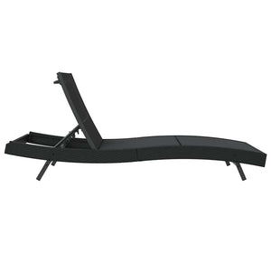 Schwarze Poly-Rattan Sonnenliege