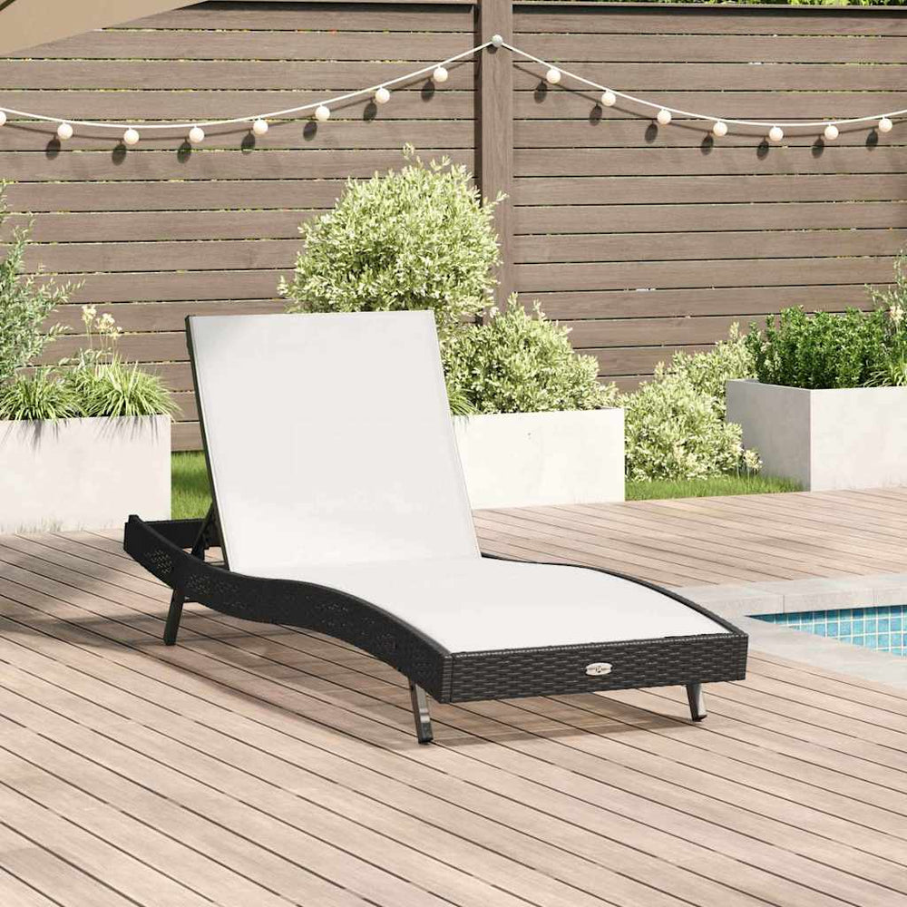 Poly-Rattan Sonnenliege Schwarz/Weiß