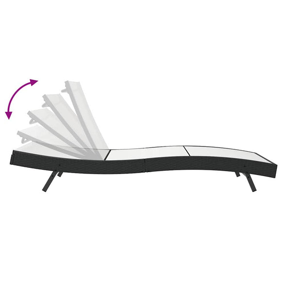 Poly-Rattan Sonnenliege Schwarz/Weiß