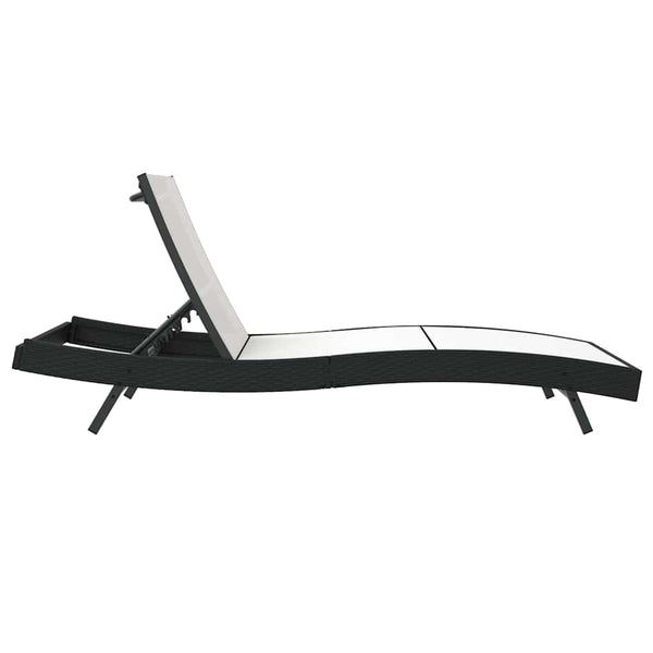 Poly-Rattan Sonnenliege Schwarz/Weiß