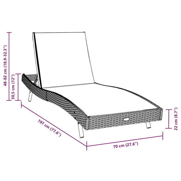 Poly-Rattan Sonnenliege Schwarz/Weiß