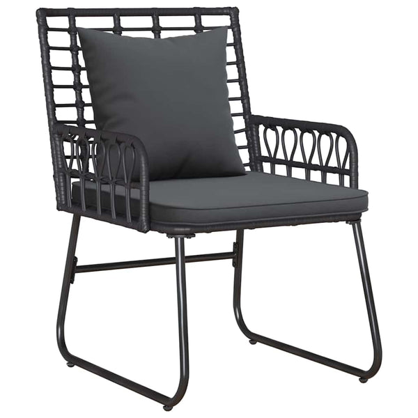 3-teilige Garten Essgruppe Poly-Rattan Schwarz Anthrazit