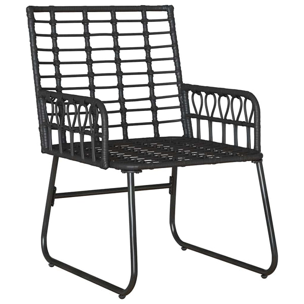 3-teilige Garten Essgruppe Poly-Rattan Schwarz Anthrazit