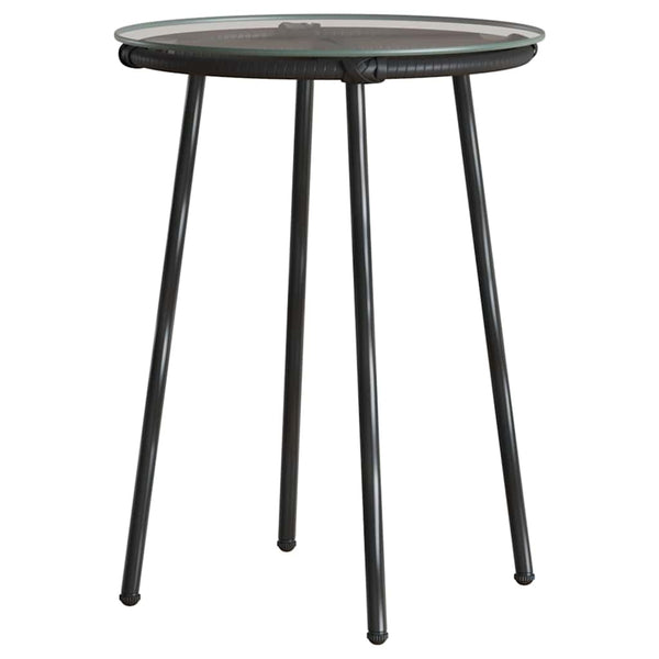 3-teilige Garten Essgruppe Poly-Rattan Schwarz Anthrazit