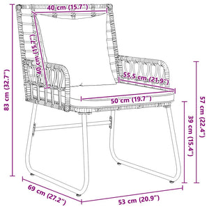 3-teilige Garten Essgruppe Poly-Rattan Schwarz Anthrazit