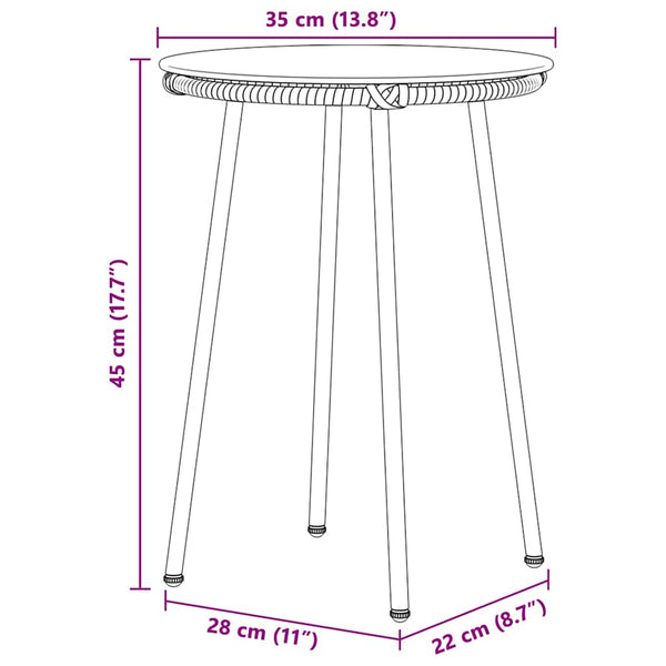 3-teilige Garten Essgruppe Poly-Rattan Schwarz Anthrazit