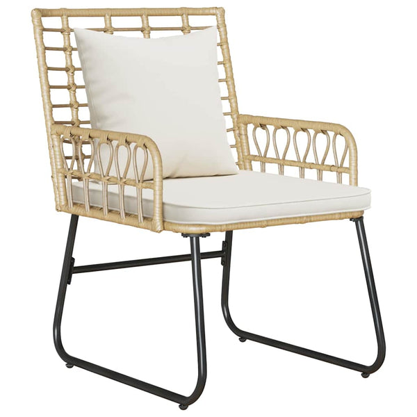 3-teilige Garten Essgruppe Poly-Rattan Braun/Creme