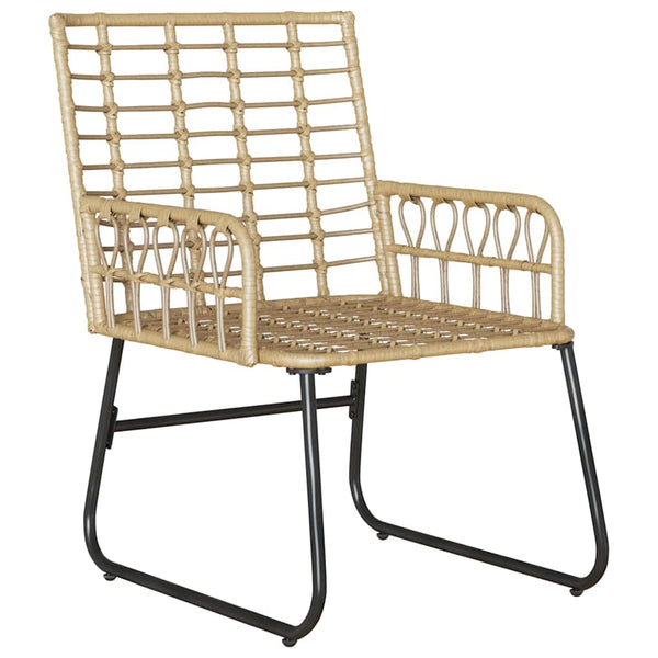 3-teilige Garten Essgruppe Poly-Rattan Braun/Creme