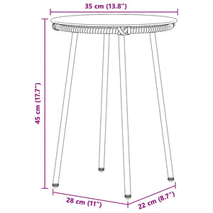 3-teilige Garten Essgruppe Poly-Rattan Braun/Creme
