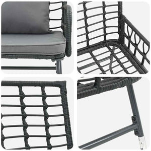 Gartenbank Poly-Rattan Schwarz Anthrazit
