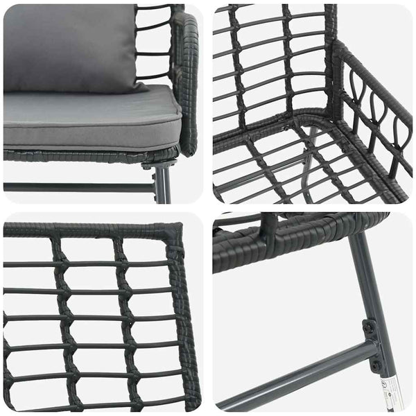 Gartenbank Poly-Rattan Schwarz Anthrazit