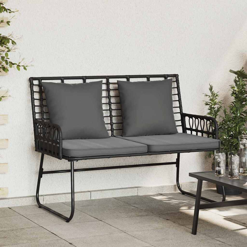 Gartenbank Poly-Rattan Schwarz Anthrazit
