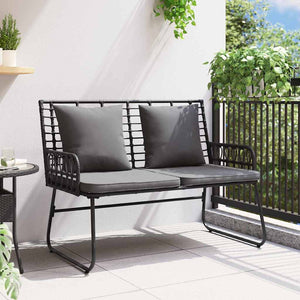Gartenbank Poly-Rattan Schwarz Anthrazit