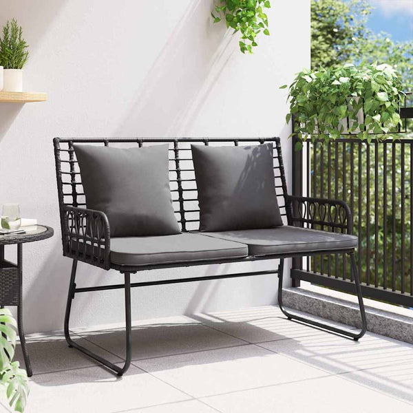 Gartenbank Poly-Rattan Schwarz Anthrazit