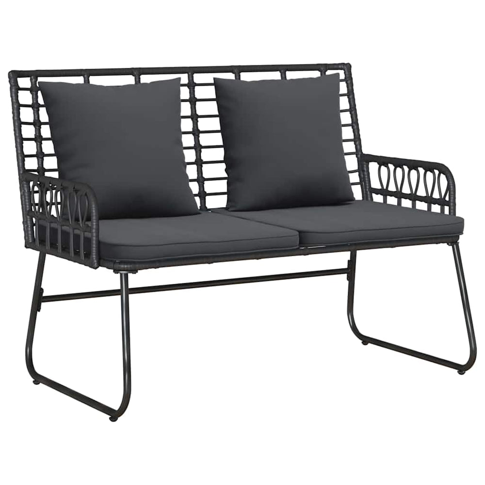 Gartenbank Poly-Rattan Schwarz Anthrazit