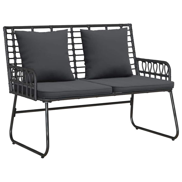 Gartenbank Poly-Rattan Schwarz Anthrazit