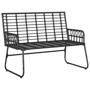 Gartenbank Poly-Rattan Schwarz Anthrazit