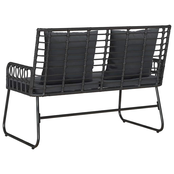 Gartenbank Poly-Rattan Schwarz Anthrazit