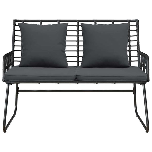 Gartenbank Poly-Rattan Schwarz Anthrazit