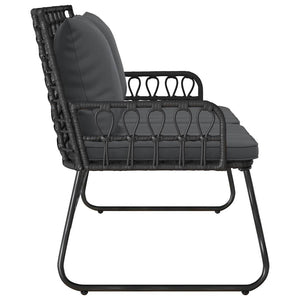 Gartenbank Poly-Rattan Schwarz Anthrazit
