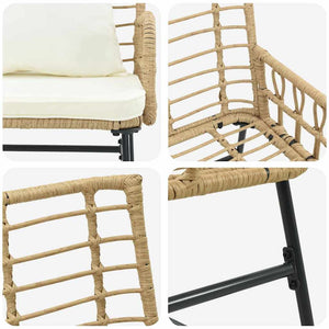 Gartenbank Poly-Rattan Braun/Creme