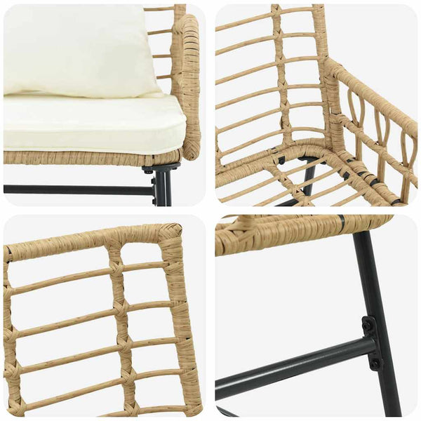 Gartenbank Poly-Rattan Braun/Creme