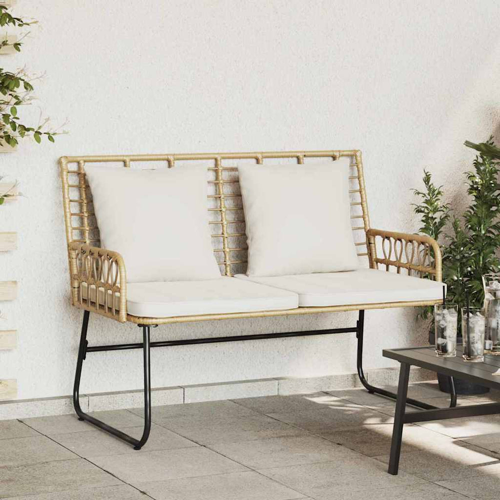 Gartenbank Poly-Rattan Braun/Creme