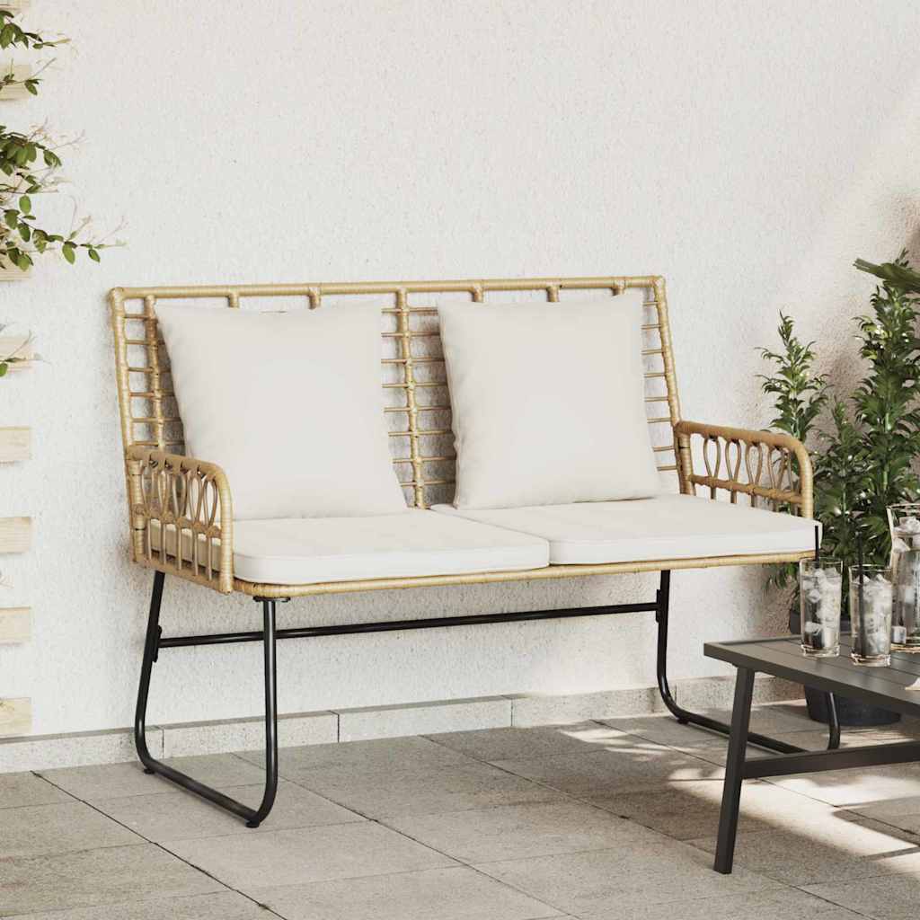 Gartenbank Poly-Rattan Braun/Creme