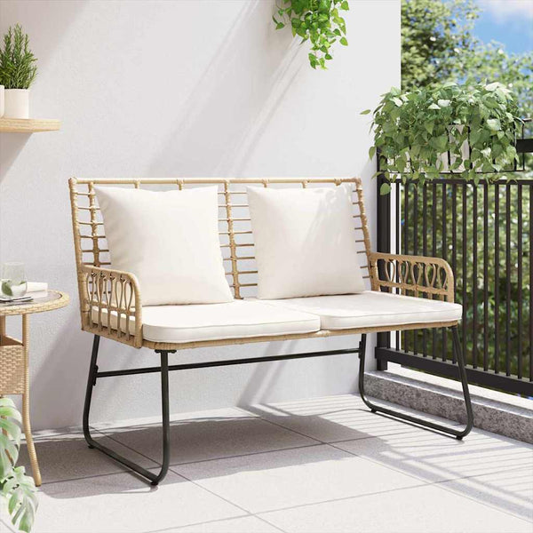 Gartenbank Poly-Rattan Braun/Creme