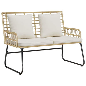 Gartenbank Poly-Rattan Braun/Creme