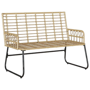 Gartenbank Poly-Rattan Braun/Creme