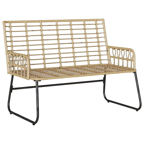 Gartenbank Poly-Rattan Braun/Creme