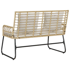 Gartenbank Poly-Rattan Braun/Creme