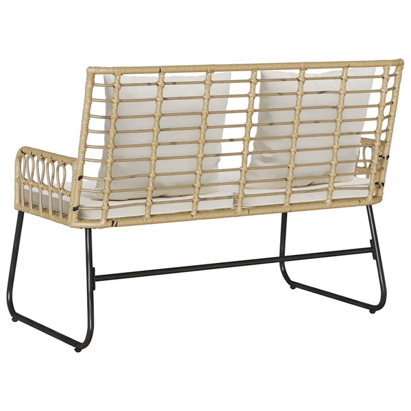Gartenbank Poly-Rattan Braun/Creme